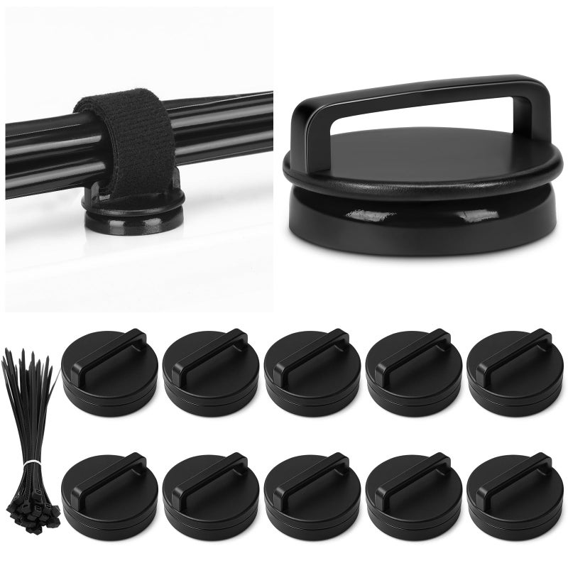 Tellegloww 10 Pcs Magnetic Zip Tie Mount Base Bulk with Nylon Cable Ties 23mm Black Magnetic Cable Clips Wire Holder Multipurpose Ties Management Base Electrical Supplies for Wire - Image 2