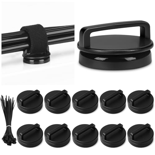 Tellegloww 10 Pcs Magnetic Zip Tie Mount Base Bulk with Nylon Cable Ties 23mm Black Magnetic Cable Clips Wire Holder Multipurpose Ties Management Base Electrical Supplies for Wire - Image 1