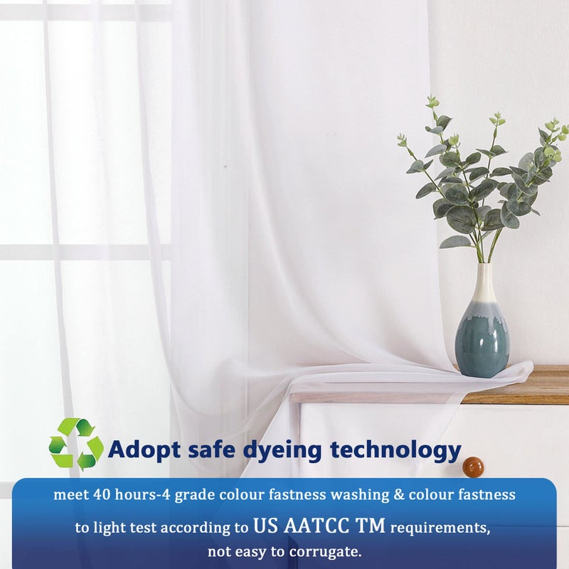 OVZME White Sheer Window Curtains 144 inch Extra Long 2PCS  Airy Scarf Drapes Backdrop Translucent Window Treatments for Canopy Bed/Wedding/Living Room/Bedroom/Anniversary  12FT L - Image 3