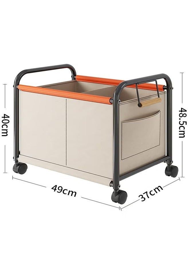 BLOOMING TIME Large-Capacity Trolley Rack, Toy Sundries Storage Basket, Four-Wheeled Widened Movable Storage Cart, Bedroom, Living Room, Office, Cream White - Image 2