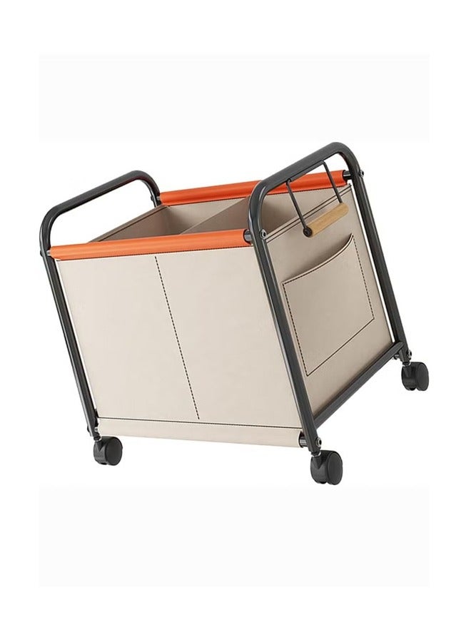 BLOOMING TIME Large-Capacity Trolley Rack, Toy Sundries Storage Basket, Four-Wheeled Widened Movable Storage Cart, Bedroom, Living Room, Office, Cream White - Image 5