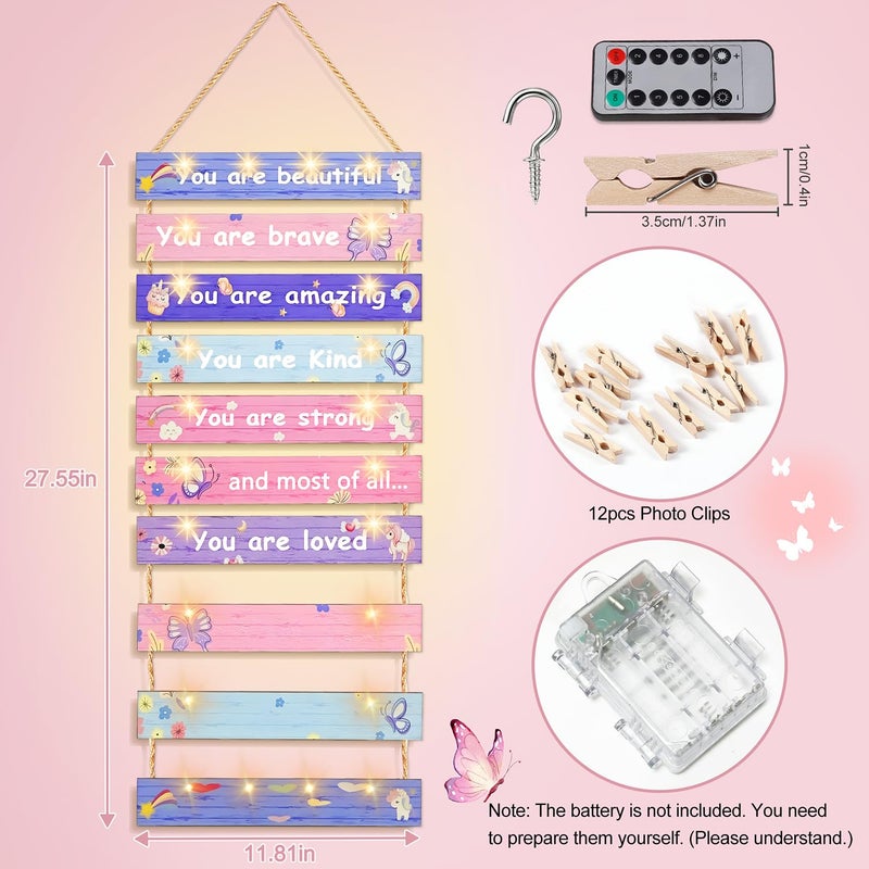 Homecor Girls Room Decor for Teen Girls - Gifts for Girls Trendy Stuff for Ages 10 11 12 13 14 Years Old, Birthday Gifts for Teenage Girls Bedroom Decor, Photo Display Wall Decor with Lights 12 Clips - Image 2