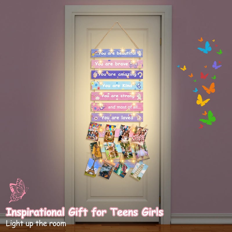 Homecor Girls Room Decor for Teen Girls - Gifts for Girls Trendy Stuff for Ages 10 11 12 13 14 Years Old, Birthday Gifts for Teenage Girls Bedroom Decor, Photo Display Wall Decor with Lights 12 Clips - Image 5