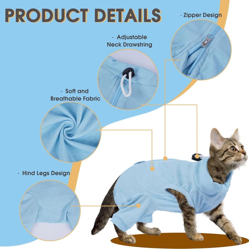 ADNIKIA Cat Recovery Suit with Hind Legs, Breathable Onesie After Surgery Female for Abdominal Wounds or Skin Diseases, Anti-Licking Full Body Pet Surgical Pajamas, E-Collar Alternative Wear - Image 2