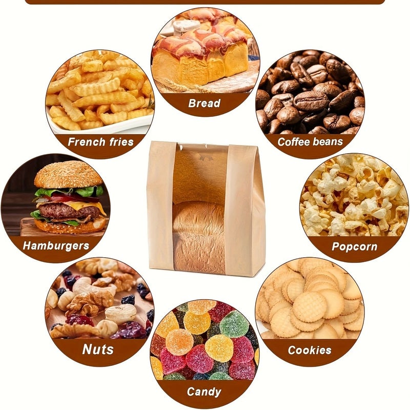 60pcs Large Paper Bread Bags with Sealing Stickers for Homemade Pastries Storage - Image 3