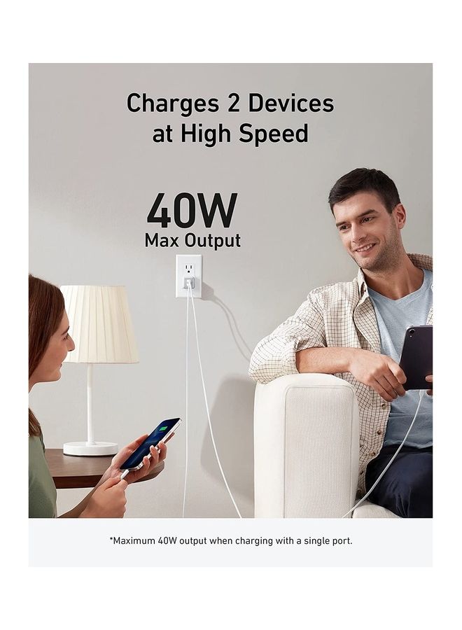 شاحن Anker USB C بقدرة 40 وات، شاحن 521 (نانو برو)، شاحن سريع مدمج PIQ 3.0 (غير قابل للطي) لهواتف iPhone 14/14 Plus/14 Pro/14 Pro Max/13 وGalaxy وPixel 4/3 وiPad/iPad Mini (الكابل غير متضمن) - Image 2