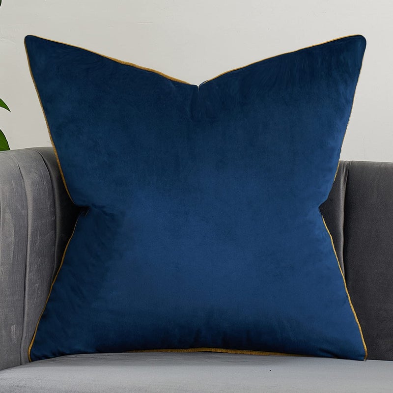 Avigers 24 x 24 Inches Navy Blue Solid Cushion Case Luxury Modern Square Throw Pillow Cover Decorative Pillow for Couch Living Room Bedroom Car 60 x 60cm