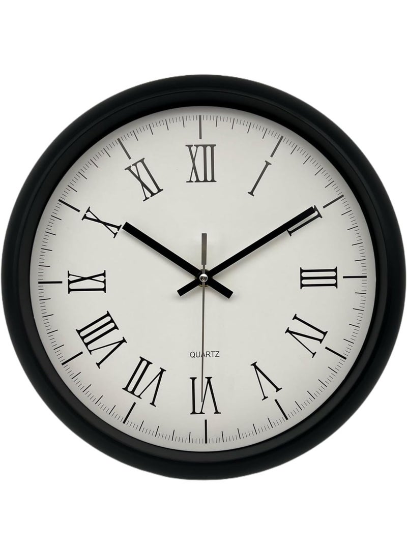 Orchid Classic Roman Numerals Wall Clock 30 cm, Vintage Analog Clock with Silent Sweep Movement, Elegant Traditional Design for Living Room Wall Clock, Bedroom, Office & Home Décor Wall Clock (Black) - Image 1