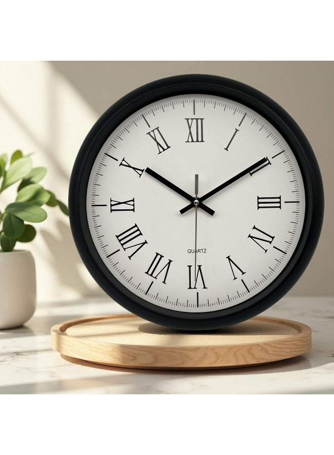 Orchid Classic Roman Numerals Wall Clock 30 cm, Vintage Analog Clock with Silent Sweep Movement, Elegant Traditional Design for Living Room Wall Clock, Bedroom, Office & Home Décor Wall Clock (Black) - Image 2