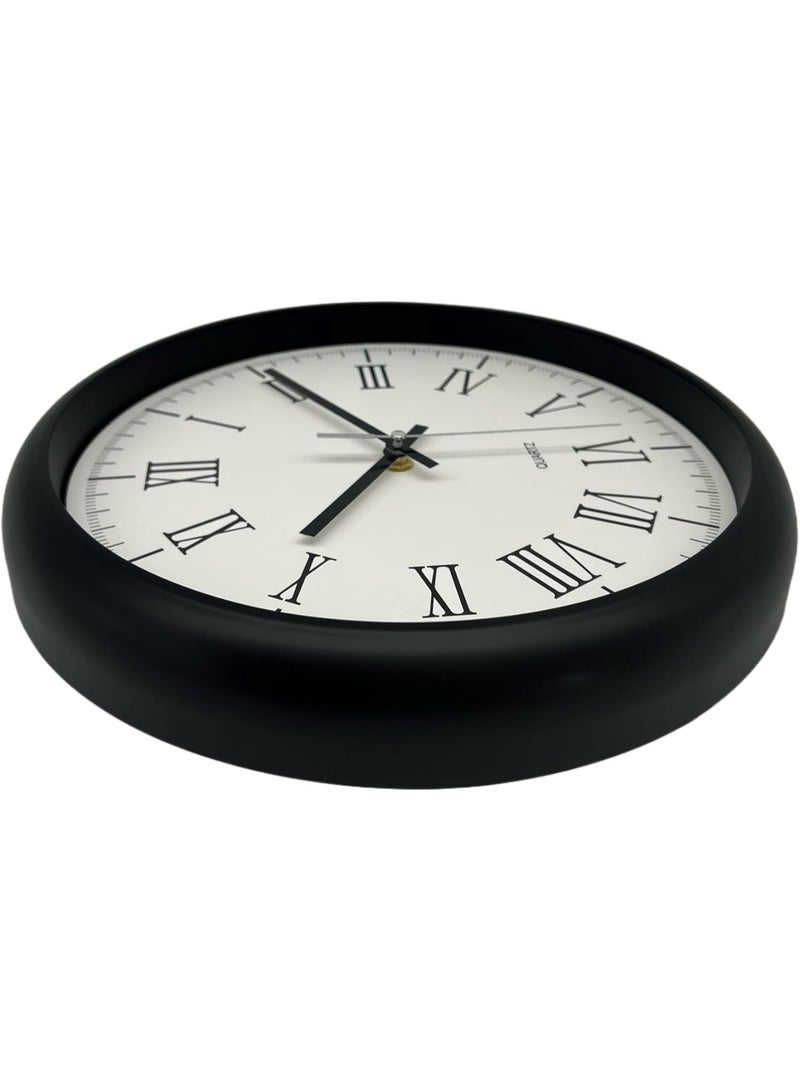 Orchid Classic Roman Numerals Wall Clock 30 cm, Vintage Analog Clock with Silent Sweep Movement, Elegant Traditional Design for Living Room Wall Clock, Bedroom, Office & Home Décor Wall Clock (Black) - Image 3
