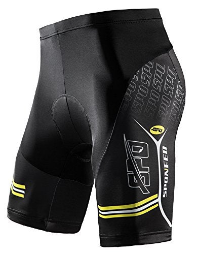 sponeed Men's Padded Bicycle Shorts Indoor Bike Pants Spin Road Triathlon Riding Clothes US XL Yellow - Image 1