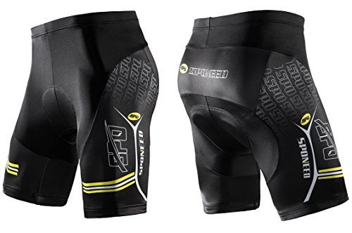 sponeed Men's Padded Bicycle Shorts Indoor Bike Pants Spin Road Triathlon Riding Clothes US XL Yellow - Image 3