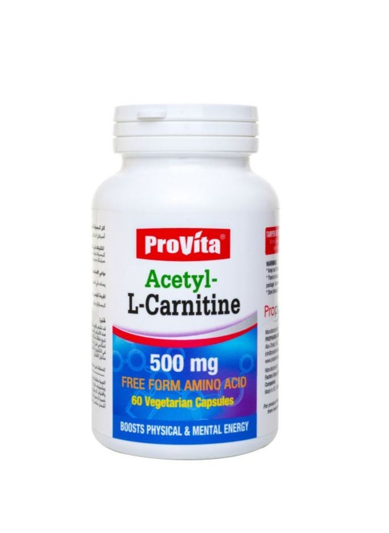 ProVita PROVITA Acetyl L-Carnitine 500 mg 60 VEGETARIAN CAPSULES  - Image 1