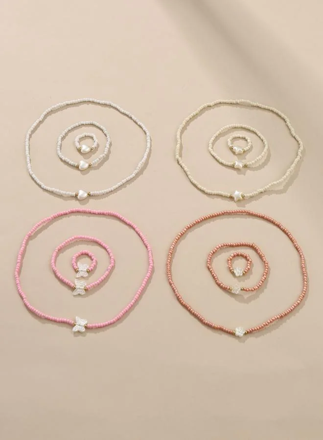 تايك تو طقم عقد وسوار وأقراط بخرز - 12 قطعة