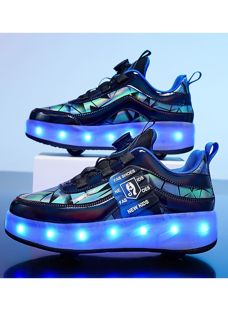 LITTLE ROCKZ Double Wheel LED Flash Light Fashion Shiny Sneaker Skate Heelys Shoes With Lightning Sole  - Image 5