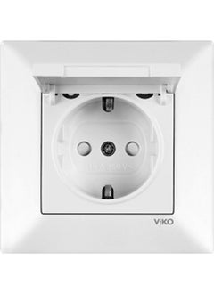 Viko 90967012 - Meridian Child Protected Covered Grounded Socket, White Framed 