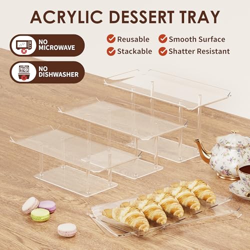 HeiMma 6 Pack Dessert Table Display Set, Clear Acrylic Dessert Display Stands with 3 Pack Dessert Tray Platters Buffet Risers for Pastry Food Fruit Candy Treat for Wedding Birthday Party - Image 4