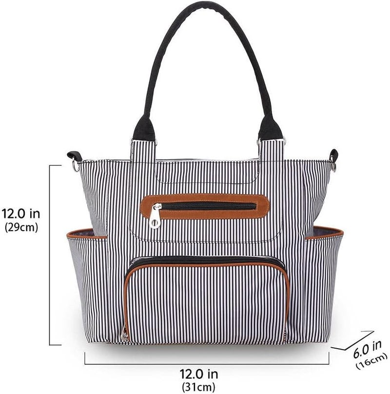 klarakoWaterproof Mummy Bag Handbag Hanging Baby Nappy Bag Reusable for Pram Travel Pushchair klarakoBlack Strips - Image 4
