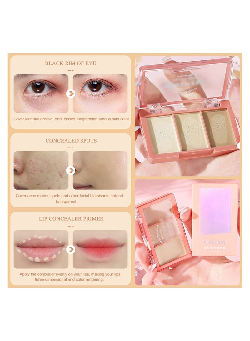 SYOSI باليت كونتور الوجه ثلاثي الألوان من SYOSI، باليت خافي العيوب لتحديد الوجه، مكياج كريمي لتحديد الوجه لإخفاء الوشم أو تصحيح الهالات السوداء والندبات الحمراء - Image 2