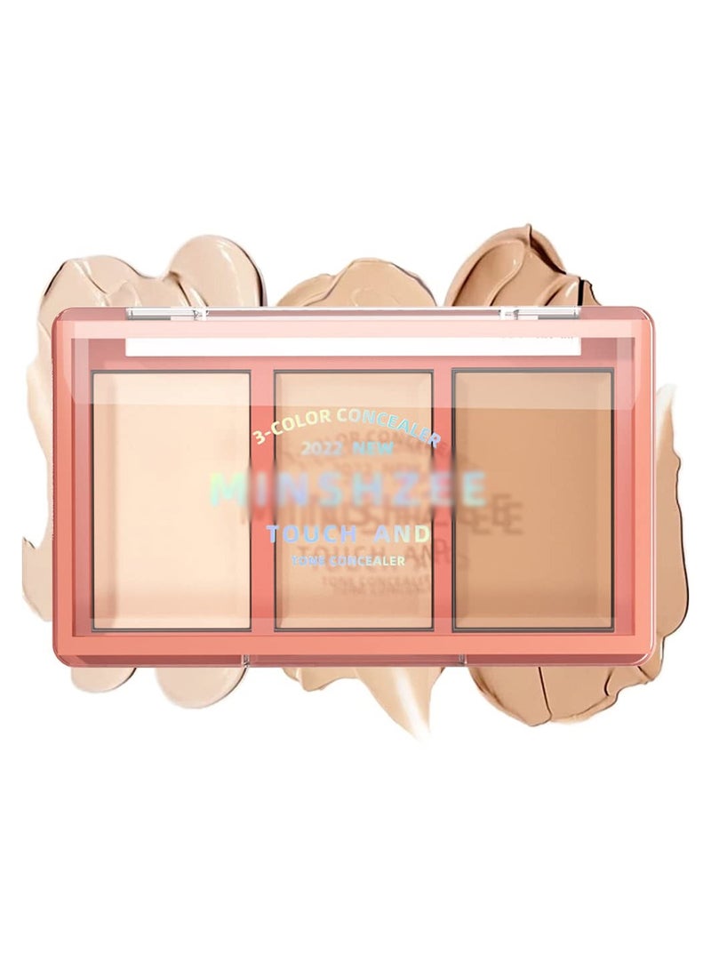 SYOSI باليت كونتور الوجه ثلاثي الألوان من SYOSI، باليت خافي العيوب لتحديد الوجه، مكياج كريمي لتحديد الوجه لإخفاء الوشم أو تصحيح الهالات السوداء والندبات الحمراء - Image 1