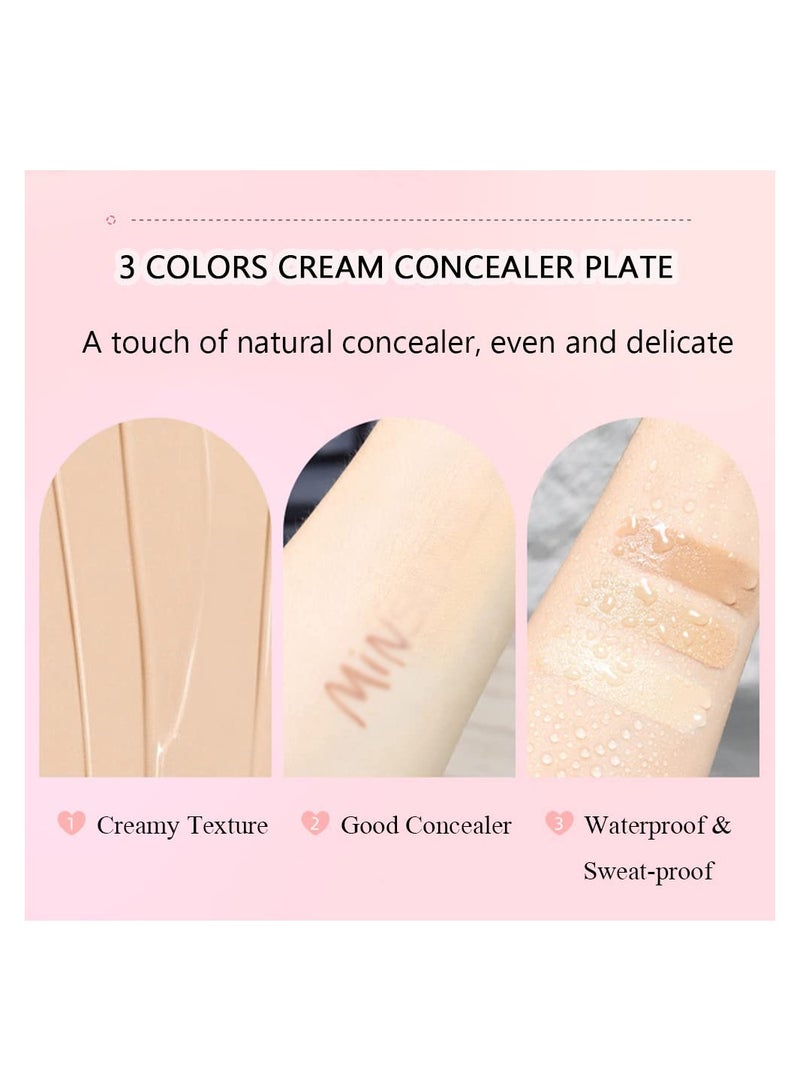 SYOSI باليت كونتور الوجه ثلاثي الألوان من SYOSI، باليت خافي العيوب لتحديد الوجه، مكياج كريمي لتحديد الوجه لإخفاء الوشم أو تصحيح الهالات السوداء والندبات الحمراء - Image 3
