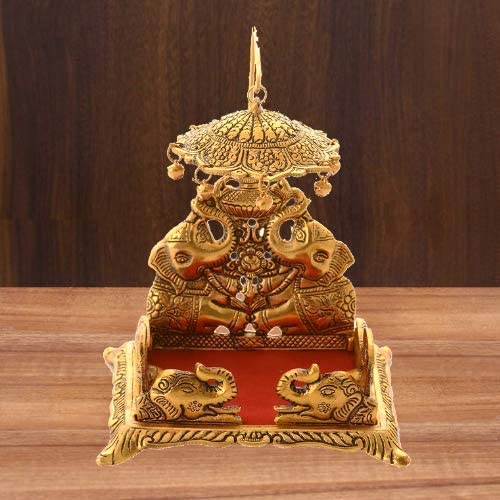 Denique Metal Sihasan for Krishna Ladoo GopalLaddu Bal Gopal Religious Puja Gifts and Decor Home Decor Gifts Handcrafted ShowpieceGold Colour1 Pieace - Image 2