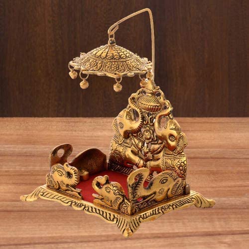 Denique Metal Sihasan for Krishna Ladoo GopalLaddu Bal Gopal Religious Puja Gifts and Decor Home Decor Gifts Handcrafted ShowpieceGold Colour1 Pieace - Image 4