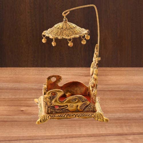 Denique Metal Sihasan for Krishna Ladoo GopalLaddu Bal Gopal Religious Puja Gifts and Decor Home Decor Gifts Handcrafted ShowpieceGold Colour1 Pieace - Image 3