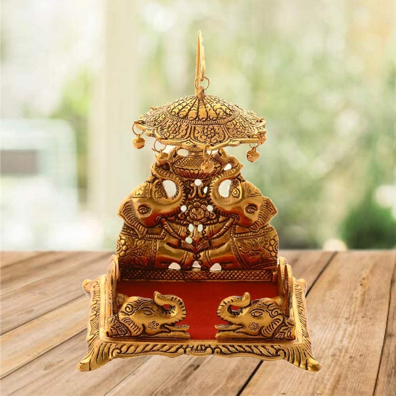 Denique Metal Sihasan for Krishna Ladoo GopalLaddu Bal Gopal Religious Puja Gifts and Decor Home Decor Gifts Handcrafted ShowpieceGold Colour1 Pieace - Image 1