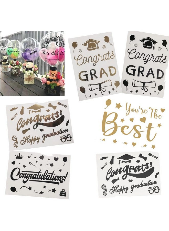 Efay 2024 Graduation Party Supplies Balloon Sticker 6 Pcs Paster for Balloons, Grad Party Decoration Balloon Decal Congrats Grad Class of 2024 Decor - Image 1