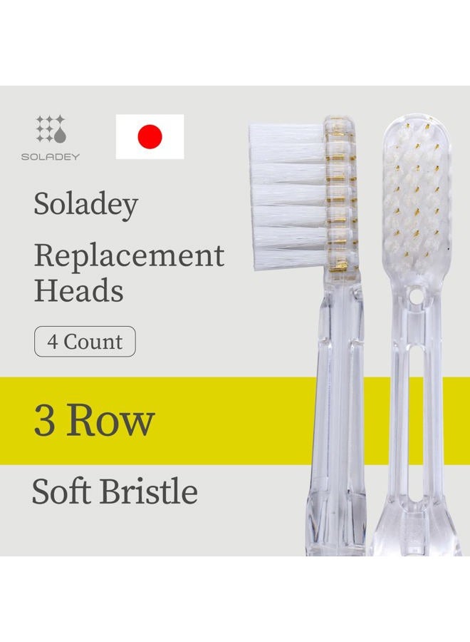 Soladey Ionic Toothbrush Replacement Brush Heads Refill, 4 Count -3 Row Soft Bristle - Image 2