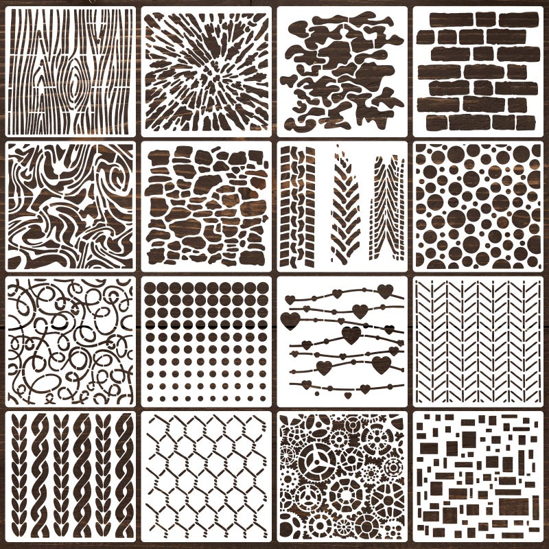 Motroce 16Pcs Geometric Stencils for Painting, 6 X 6 Inch Reusable Abstract Stencils Cubist Stencils for Crafts Painting DIY Card Makin - Image 1