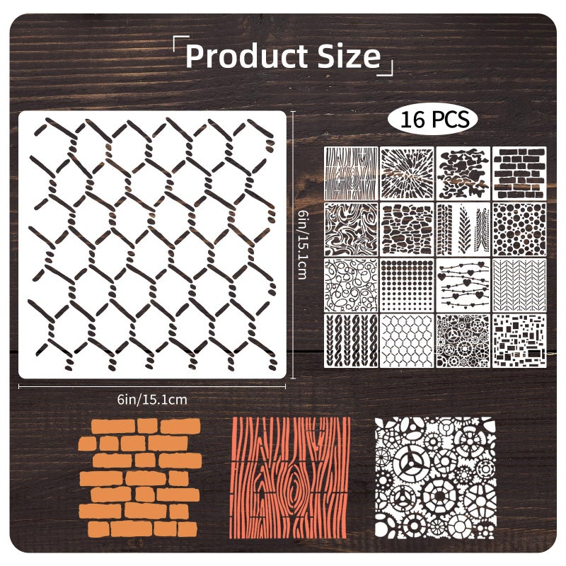 Motroce 16Pcs Geometric Stencils for Painting, 6 X 6 Inch Reusable Abstract Stencils Cubist Stencils for Crafts Painting DIY Card Makin - Image 2