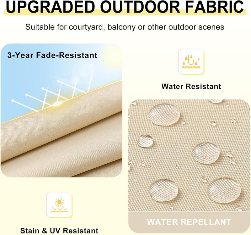 downluxe Outdoor Chair Cushions Set of 4 for Patio Furniture, Water-Resistant Square Corner Patio Chair Cushions with Ties, High Density Foam Outdoor Seat Cushion, 18.5" X 16" X 3", Beige - Image 3