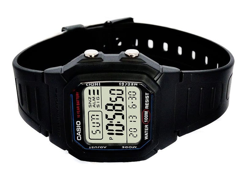 Casio W800H Series | Unisex Digital Watch | Black | 100 Meter Water Resistance | LED Backlight | 1/100 SEC Stopwatch | Dual Time | Multi-Function Alarm | Full Auto Calendar | 10 Year Battery - Image 3
