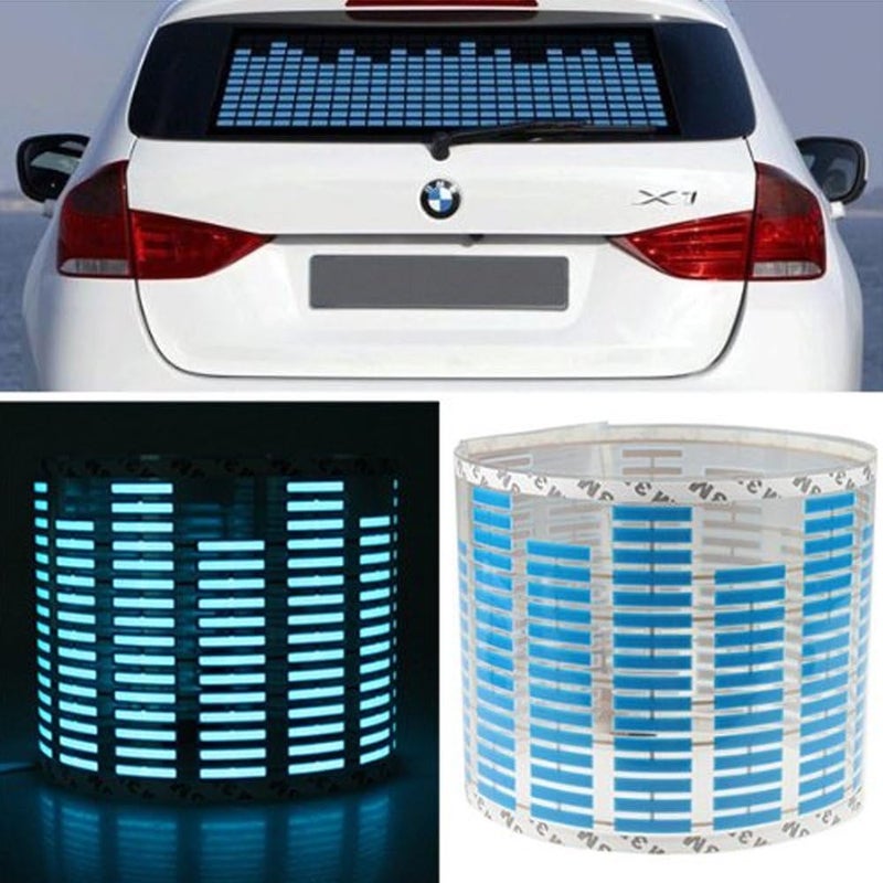 E Support 45 x 11cm Sound Music Activate Sensor Car Auto Sticker LED Light Equalizer Glow Blue - Image 4