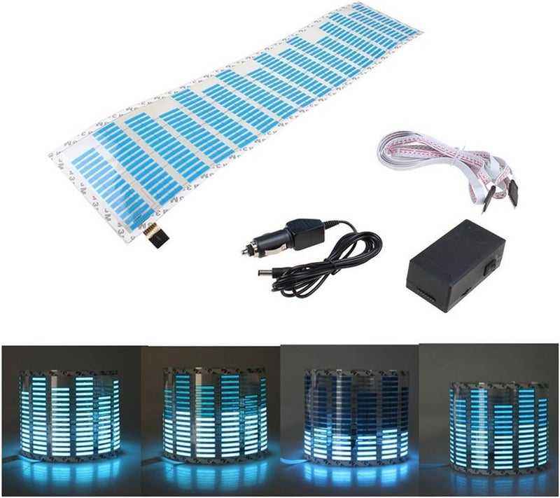 E Support 45 x 11cm Sound Music Activate Sensor Car Auto Sticker LED Light Equalizer Glow Blue - Image 1