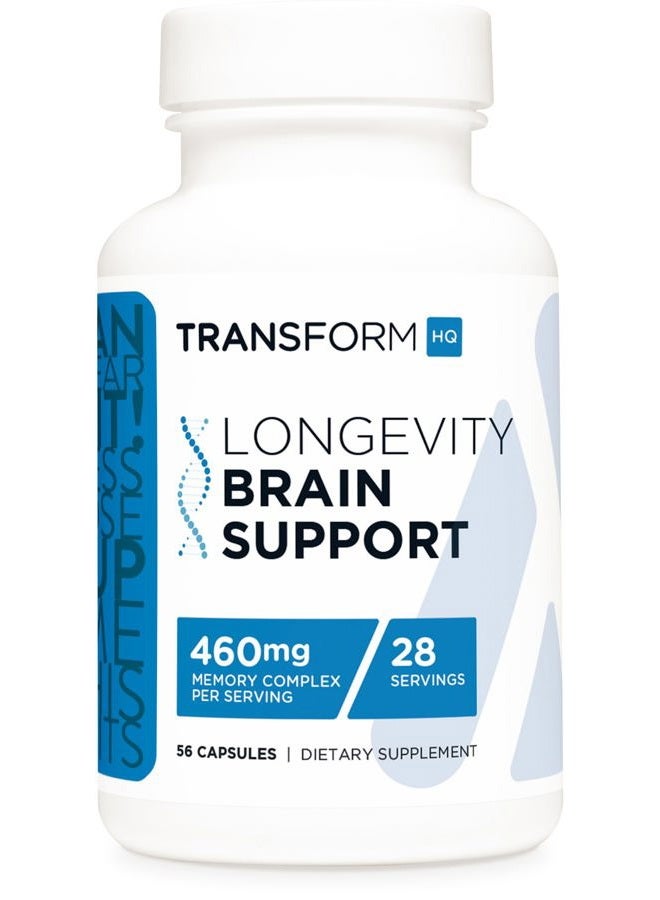 TransformHQ Longevity Brain Support Supplement (28 Servings) - 460mg Memory Complex Per Serving, 56 Capsules - Image 1