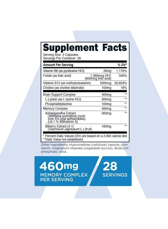 TransformHQ Longevity Brain Support Supplement (28 Servings) - 460mg Memory Complex Per Serving, 56 Capsules - Image 2