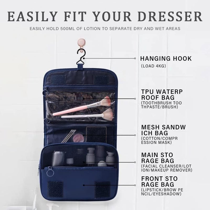 TAGUDA Multi-Function Travel Hanging Toiletry Bags Cosmetic Bag Makeup Bag for Women, Men (BLUE) - Image 5