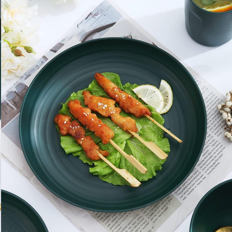 Kyraton Plastic Dinnerware Set of 16 Pieces, Unbreakable and Reusable Light Weight Plates Mugs Bowls Dishes Easy to Carry and Clean Microwave Safe BPA Free Dishwasher Safe Service for 4 (Dark Green) - Image 5