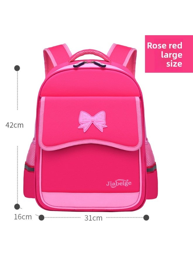 Korean Version Of Primary School Girls Children's Schoolbag 1236 Grade Lightweight Shoulder Bag Custom Printed Logo-Color:Rose Large - Image 1