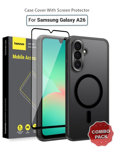 2 in 1 Samsung Galaxy A26 Magsafe Protection Pack - Ultra Clear Shockproof Case & Edge-to-Edge Screen Protector, 360 Degree Protection, Back Cover & Screen Protector for Samsung Galaxy A26