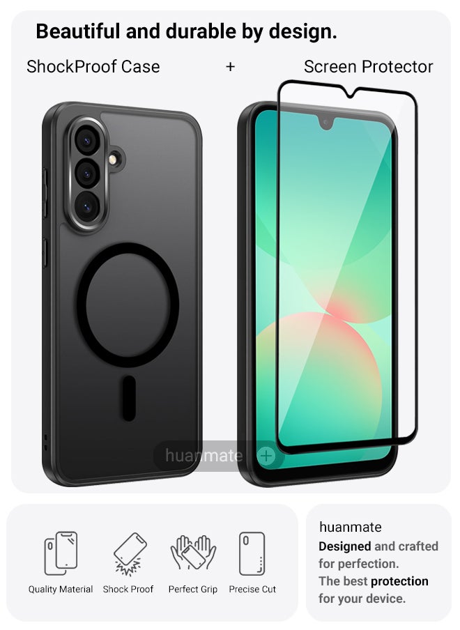 2 in 1 Samsung Galaxy A26 Magsafe Protection Pack - Ultra Clear Shockproof Case & Edge-to-Edge Screen Protector, 360 Degree Protection, Back Cover & Screen Protector for Samsung Galaxy A26