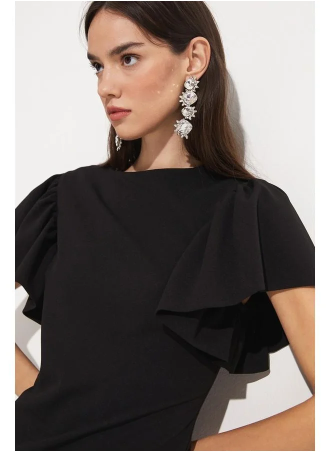 جون June Flounce Detailed Knitted Dress