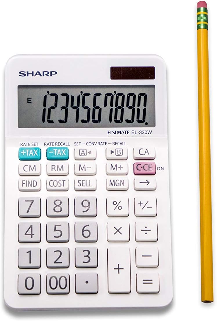 SHARP EL-330WB Standard Function Basic Desktop Calculator, Large Display, for Home and Office, Dual Power, Solar and Battery… - Image 5