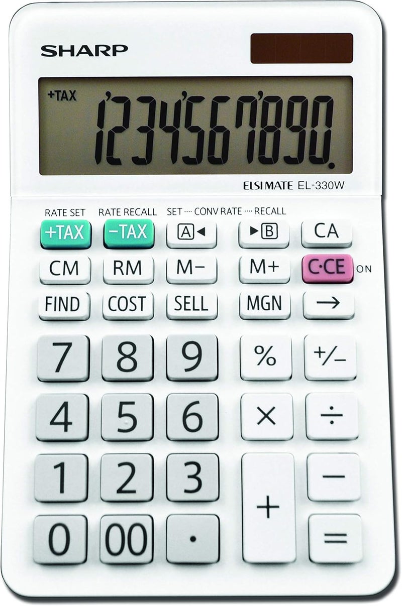 SHARP EL-330WB Standard Function Basic Desktop Calculator, Large Display, for Home and Office, Dual Power, Solar and Battery… - Image 1