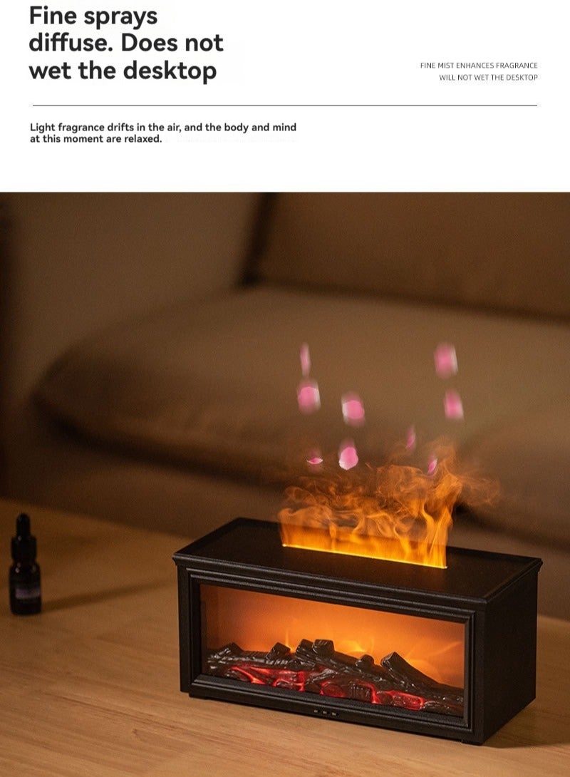 M MIAOYAN New Retro 3D Fireplace Flame Humidifier | Aromatherapy Diffuser with Flame Effect | Desktop Home Atmosphere Enhancer - Image 4