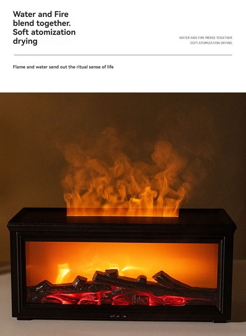 M MIAOYAN New Retro 3D Fireplace Flame Humidifier | Aromatherapy Diffuser with Flame Effect | Desktop Home Atmosphere Enhancer - Image 2