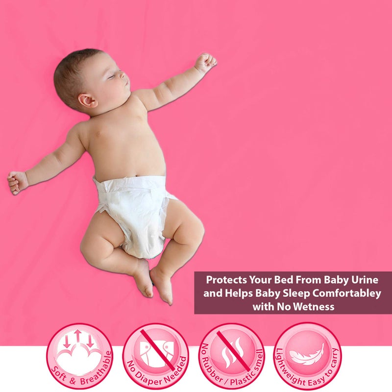 POLKA TOTS Waterproof & Reusable Baby Bed Protector Absorbent Mat Dry Sheet for New Born Infants (Rose Pink, 50 X 70 CM, Small) - Image 4